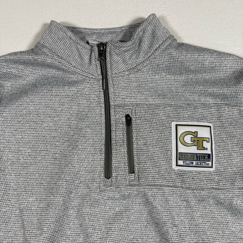 Champion‎ GEORGIA TECH Gray 1/4 Zip pullover Sweater Men's LARGE